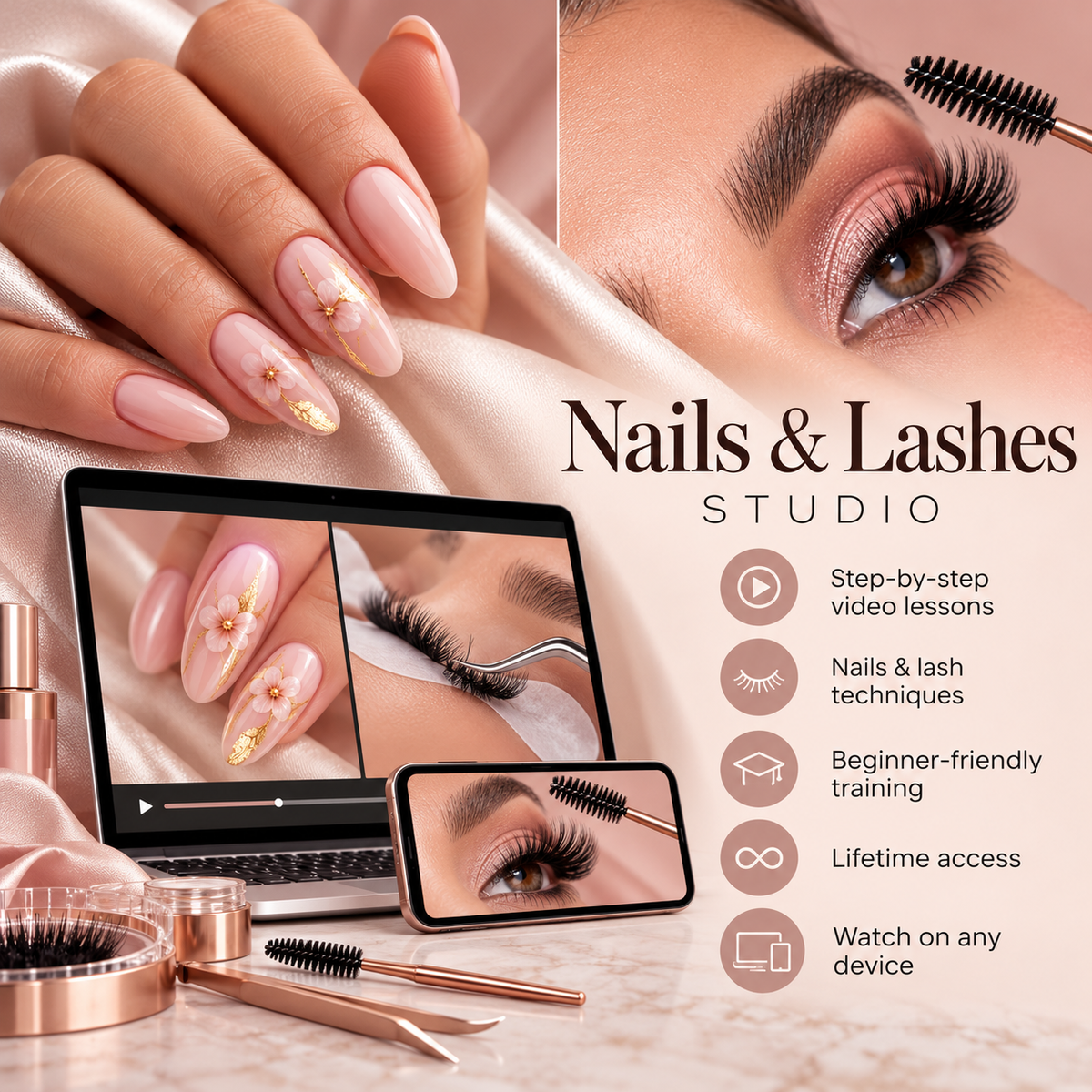 Nails & Lashes: The Finishing Details — course topics and recorded video lesson details